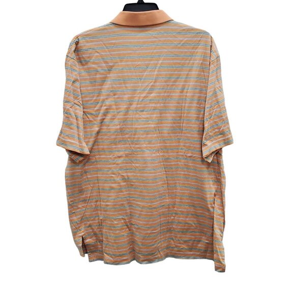 House of Carrington Legend Men's Orange Blue Stripe Mercerized Cotton Polo Sz‎ L - Picture 8 of 8